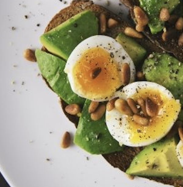 Bread, egss and avocado